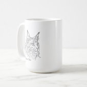 Mug Minimaliste Chat Maine Coon Monochrome Art Linéair (Devant gauche)