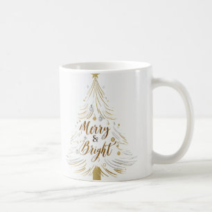 Mug minimaliste d'arbre de Noël avec l'or élégant
