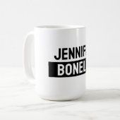 Mug Minimaliste Élégant Moderne Nom Simple Noir & Blan (Devant gauche)