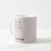 Mug Minimaliste en céramique blanche noir Chat simple (Devant gauche)
