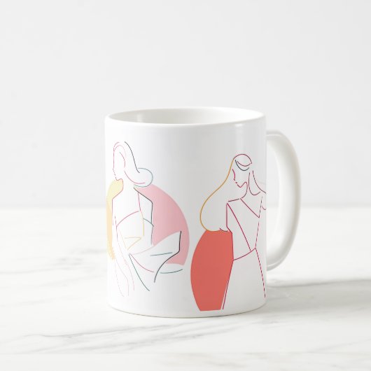 Mug Minimaliste Femmes Abstrait Line Art (Devant droit)