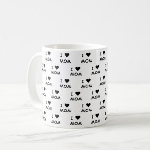 Mug Minimaliste J'aime coeur maman Script Custom B&W