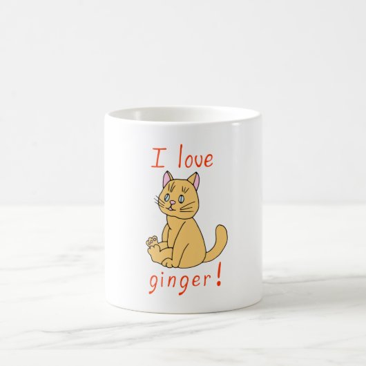 Mug Minimaliste J'aime le chat gingembre (Centre)