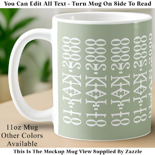 Mug Minimaliste Moderne Date Message Caché Vert Person