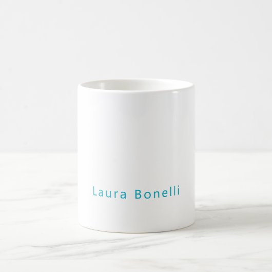 Mug Minimaliste Moderne Professionnel Nom Bleu Azur (Centre)