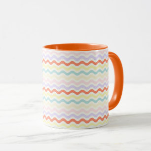 Mug Minimaliste Moderne Vagues Linéaires Pastel Arrond