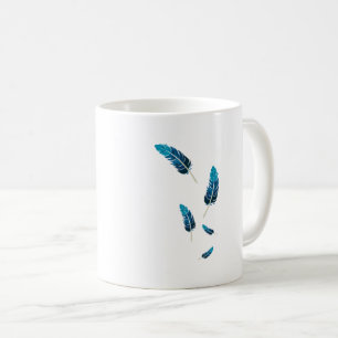 Mug Minimaliste Navy et Teal Plumes qui Tombent Esthét