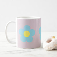 Minimaliste Retro 90s Y2k Pastel Blue Flowers Lila