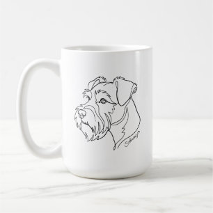 Mug Minimaliste Schnauzer monochrome en dessin au trai