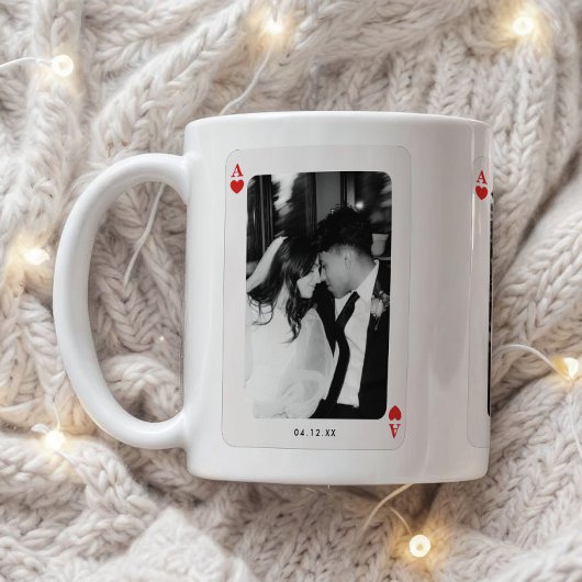 Mug Minimalistic Ace of Hearts Couple 3-Photos Custom