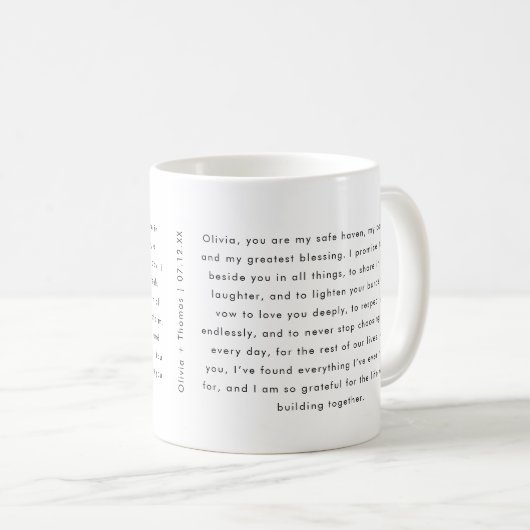 Mug Minimalistic Wedding Vows Custom Names (Devant droit)