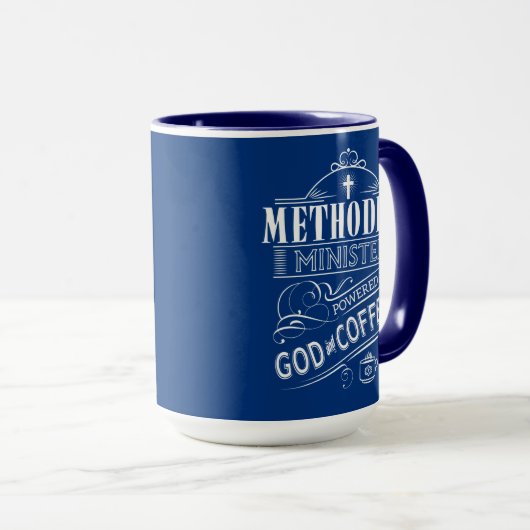 Mug Ministre méthodiste, actionné par Dieu et le café (Devant droit)