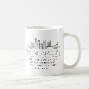 Mug Minneapolis   Stylisé City Skyline Custom Slogan