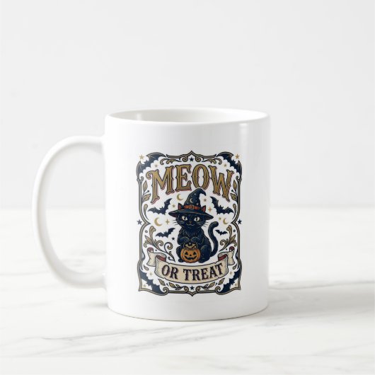 Mug Minou ou traiter Chat Halloween Chat Fantomatique  (Gauche)