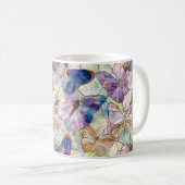Mug Mint Aqua Bleu Papillons pourpres (Devant droit)