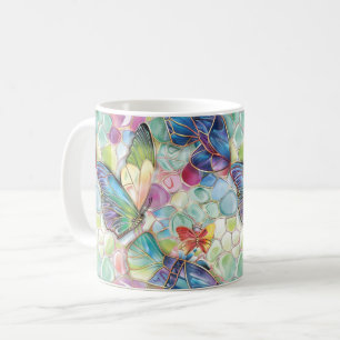 Mug Mint Aqua Purple Papillons rose