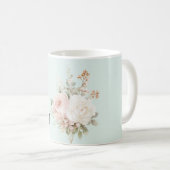 Mug Mint Blush Pink White Roses Floral (Devant droit)