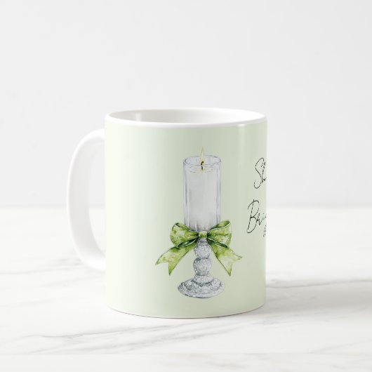 Mug Mint Bow White Candle Shine Bright (Devant gauche)