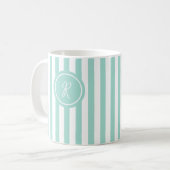 Mug Mint French Beach Stripe Personnalisé Monogramme (Devant gauche)
