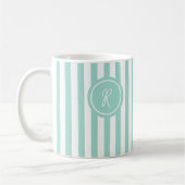 Mug Mint French Beach Stripe Personnalisé Monogramme (Gauche)