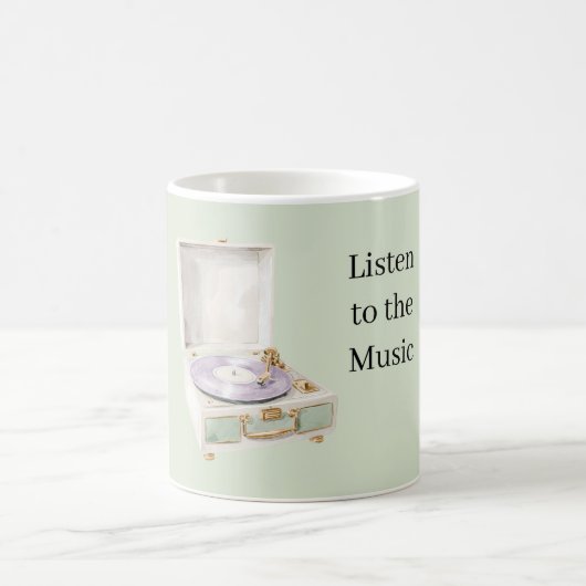 Mug Mint Green Lavender Record Player (Centre)