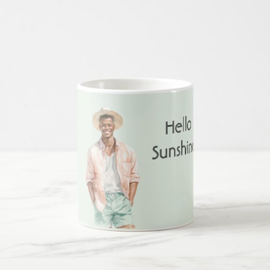 Mug Mint Peach Hello Sunshine Black Man  (Centre)
