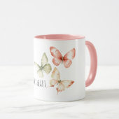 Mug Mint Pink Cream Butterflies (Devant droit)
