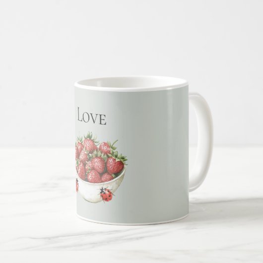 Mug Mint Red Strawberries & Ladybugs (Devant droit)