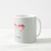 Mug Mint Red Strawberry Heart Glasses (Devant droit)