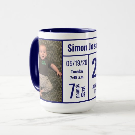 Mug Minuit Bébé Bleu Garçon photo enregistrement de na (Devant gauche)