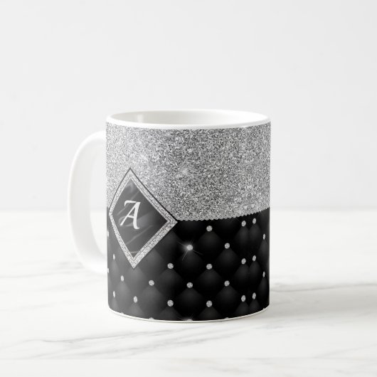 Mug Minuscule cristal argent noir monogramme diamant é (Devant gauche)