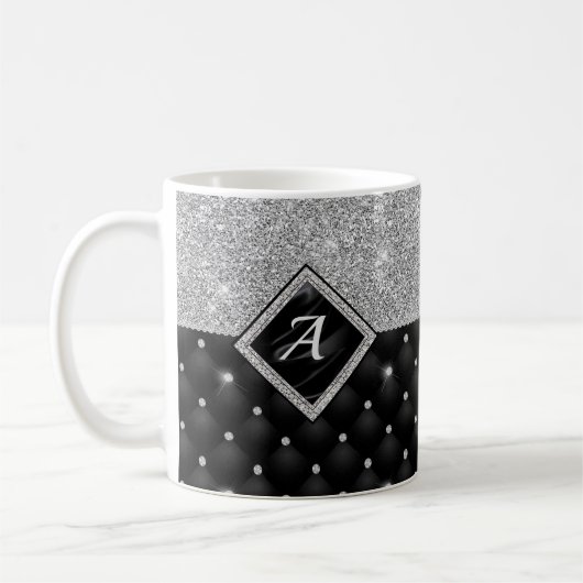 Mug Minuscule cristal argent noir monogramme diamant é (Gauche)