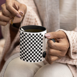 Mug Minuscule Motif à chèque noir et blanc