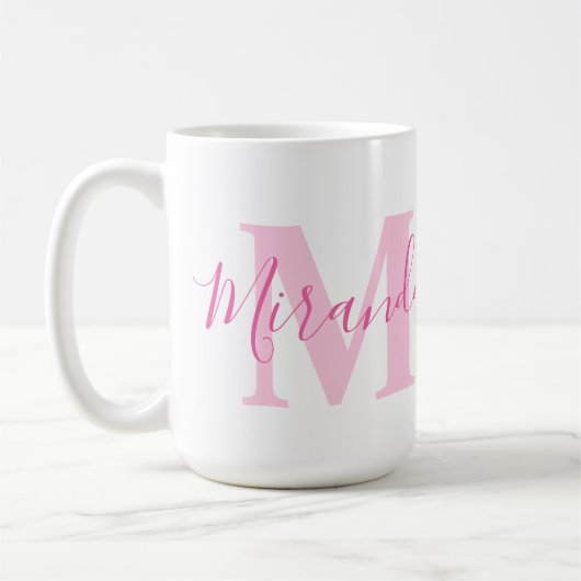 Mug Miranda nom signification et monogramme rose (Gauche)
