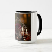 Mug Miroir victorien orange Rose violet lumière (Devant droit)