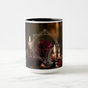 Mug Miroir Victorien Orné Rose Violette à la Lumière d
