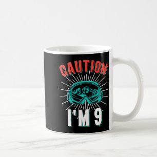 Mug Mise en garde 9 ski 9e anniversaire snowboard 9 an