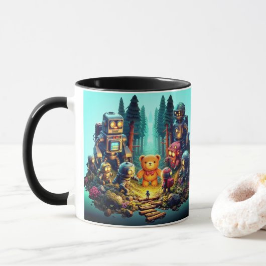 Mug "Mission Secourue : Robots et Ours en peluche perd (Avec donut)