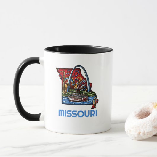 Mug Missouri State Tattoo Style Gateway Arch Riverboat (Avec donut)