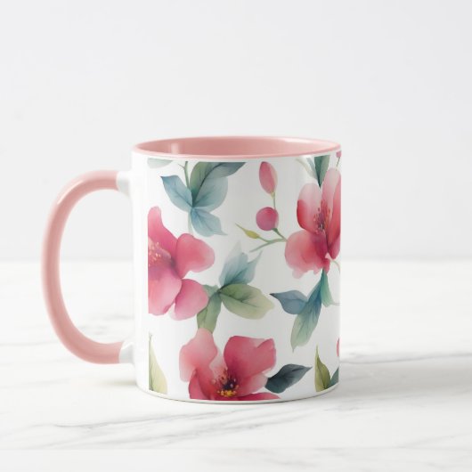 Mug Misty Red Floral Pattern (Gauche)