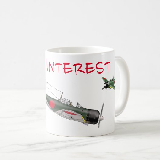 Mug Mitsubishi Zero 7AM 'Zéro Intérêt' (Devant droit)