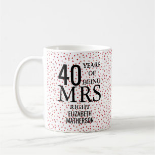 Mug Mme Bonne Chance 40e Anniversaire de Mariage Cœurs