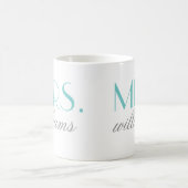 Mug Mme Elegant Aqua Mariage personnalisé Monogramme (Centre)