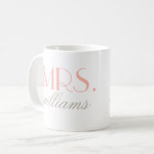 Mug Mme Elegant Blush Mariage personnalisé Monogramme (Devant gauche)