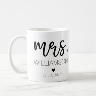Mug Mme Elegant Nom personnalisé Mariage Nouveau cadea