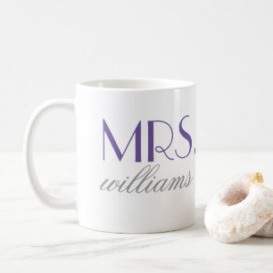 Mug Mme Elegant Purple Mariage personnalisé Monogramme