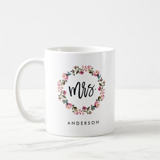 Mug Mme Floral Wreath Personalized (Gauche)
