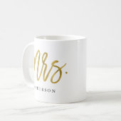 Mug Mme or calligraphie personnalisée (Devant gauche)