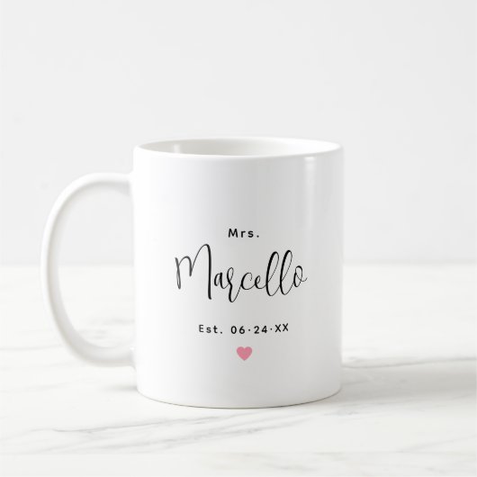 Mug Mme Personalized Black Script Nom Mariage (Gauche)