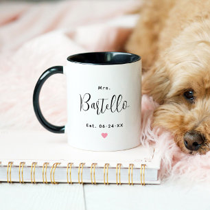Mug Mme Personalized Black Script Nom Mariage
